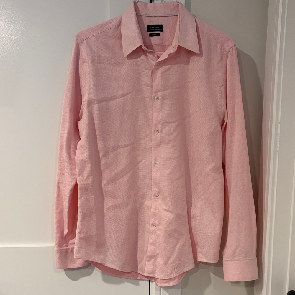 Zara Men's Light Pink Dress Shirt Size Medium